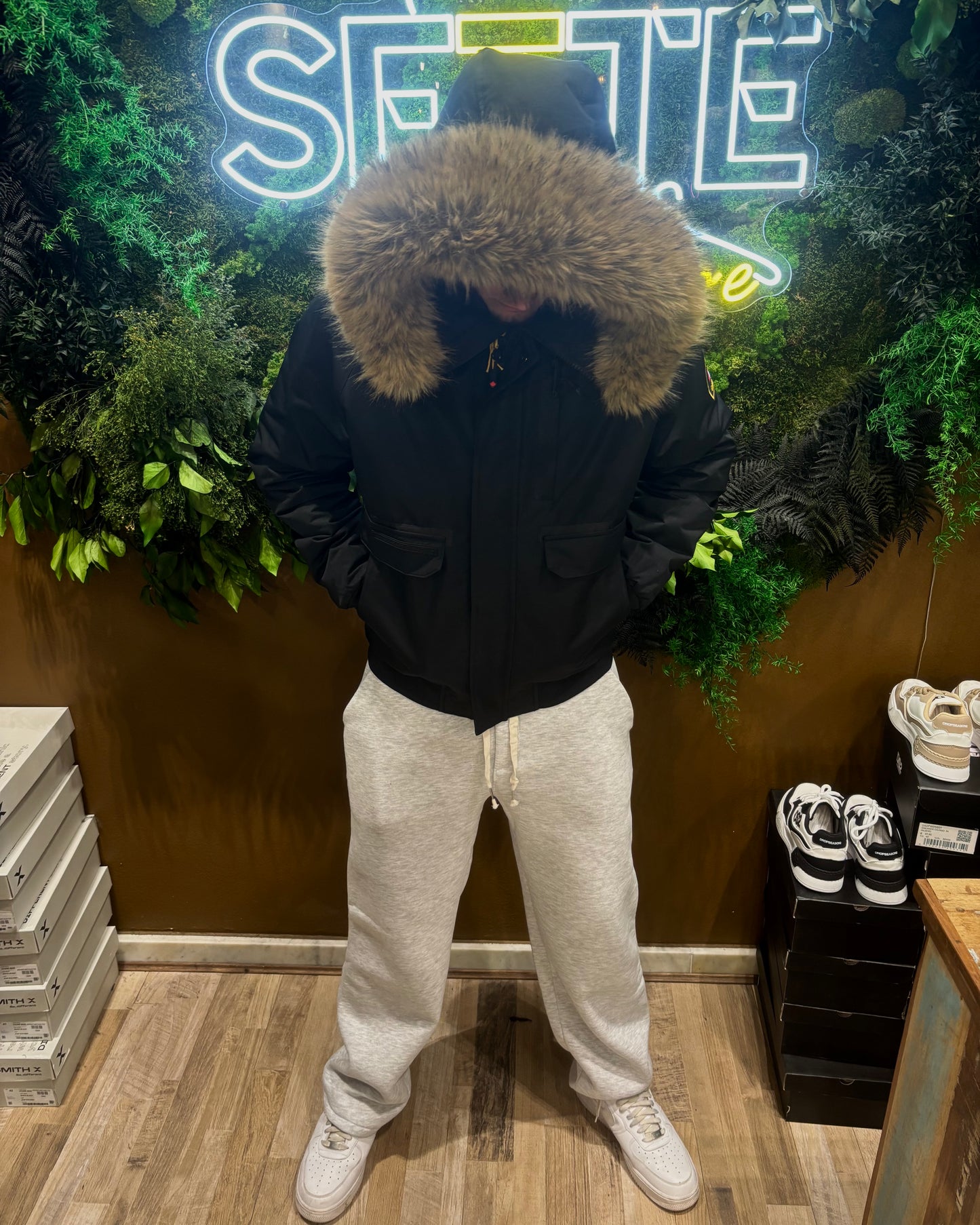 PUFFER JACKET BROWN FUR